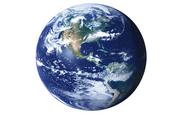 Blue planet earth isolated on transparent background.