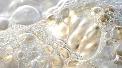 Delicate Bubbles: The image showcases a mesmerizing close-up of soap bubbles, with a focus on their unique shapes and textures. Capturing the ephemeral beauty of the moment.