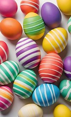 Fototapeta premium Hand-Painted Striped Easter Decor. Bright Holiday Still Life.