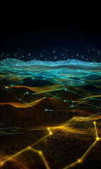 Abstract visualization of interconnected network with luminous glowing dots and lines