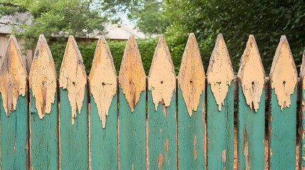 Rustic Weathered Wooden Fence with Peeling Paint