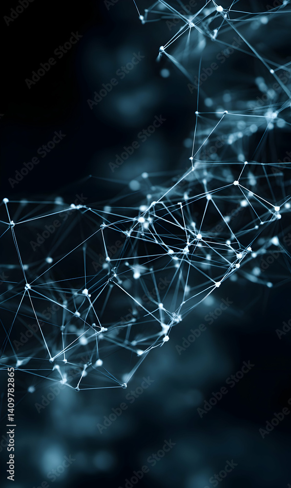 Poster abstract network connection concept with glowing nodes and connecting lines
