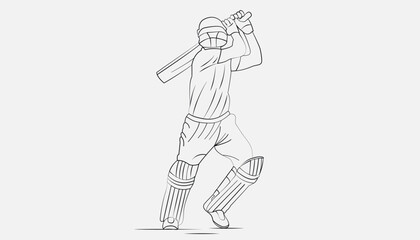 Cricket players continue vector line
