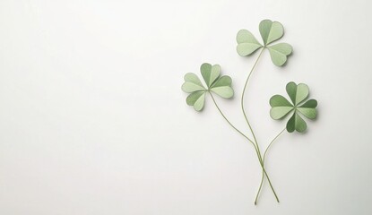 Green Paper Leaves Arrangement on Light Background
