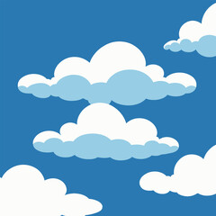 Blue sky with white clouds vector seamless pattern illustration