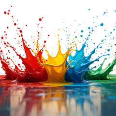 Drops of bright ink spread out in all directions