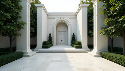Fototapeta premium Elegant Memorial Day Tribute: Majestic Photostock Image of a Refined Memorial Site with Artistic Architecture and Thoughtful Composition, Featuring Empty Space for Text or Graphics