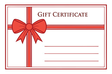 Elegant Gift Certificate with Red Bow  Multipurpose Voucher Design.