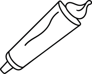 Toothpaste Outline Icon Line Art Drawing Vector | Dental Care, Hygiene & Bathroom Essentials