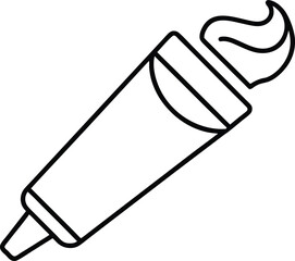 Toothpaste Outline Icon Line Art Drawing Vector | Dental Care, Hygiene & Bathroom Essentials