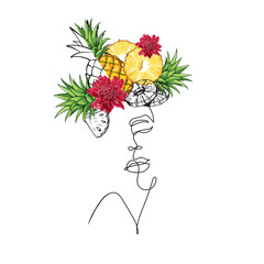 Lady lineart Ananas