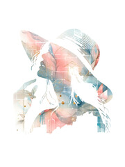 Stilvolles Silhouetten Design light, Frau, Floral, PNG