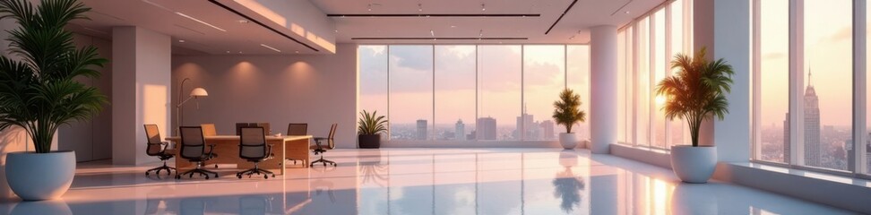 Fototapeta premium Minimalist office building, interior design, modern
