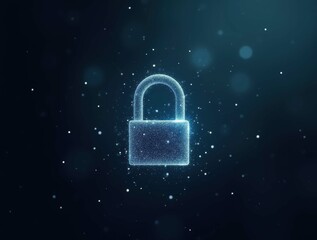 Digital lock symbol on dark background