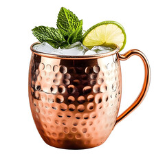 Refreshing Moscow Mule In A Copper Mug, Garnished With Fresh Mint. Perfect For Summer