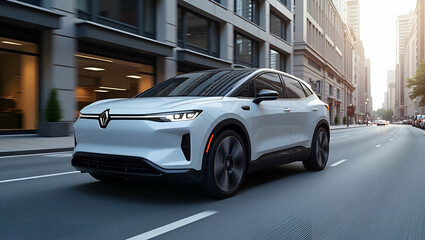 Obraz premium Assessing Modern Compact EVs: Innovative Design, Energy Efficiency & Agile Performance for Dynamic Urban Commuting - Photo Stock Concept with Left Space