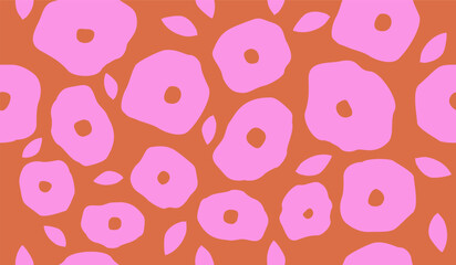 Abstract background with leaves and flowers. Seamless pattern with nature design elements