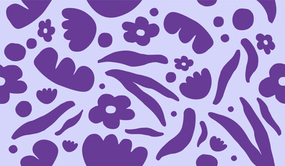 Abstract background with leaves and flowers. Seamless pattern with nature design elements