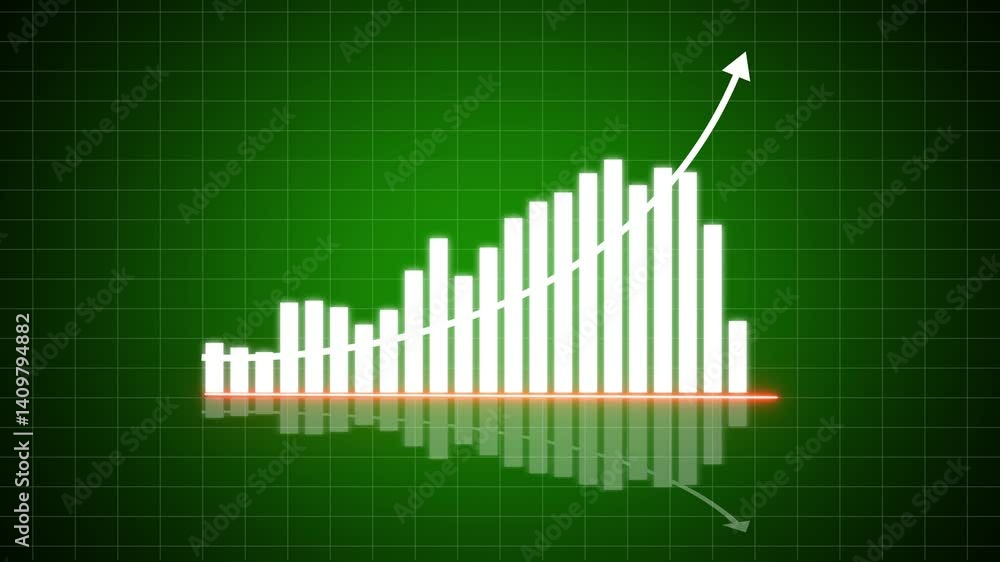 Poster digital white bar chart with growing business concept. hi-tech style technology chart with a grid. c
