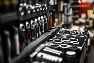 Naklejka premium Toolkit put up for sale in a hardware store