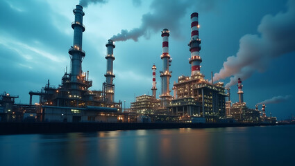 Obraz premium Comprehensive Evaluation of Crude Oil Refining Emissions: Assessing Environmental Impact, Efficiency Measures, and Regulatory Compliance for Cleaner Production Processes