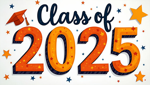 Design a vibrant Class of 2025 banner featuring bold typography dynamic graphics and inspirational messaging that celebrate academic excellence unity and school pride in premium photo stock in  Photo 