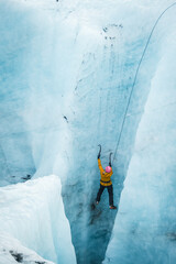 Glacier ice climbing in Iceland - Female ice climber