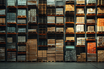 Massive warehouse storage full of stacked boxes ready for distribution efficient logistics