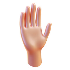 Obraz premium 3D rendering of a stylized hand with an open palm on a transparent background, concept of stop, help, or high five