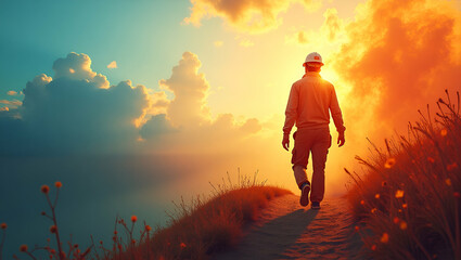 Obraz premium Powerful Labour Day Recognition: Celebrating Employee Dedication & Historic Contributions with Vibrant Stock Photo Quality & Sophisticated Composition, Empty Space for Text