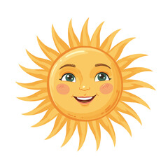 Happy sun with a smile for children's themes, books, summer themes and happy designs