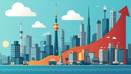 Visualizing Economic Slowdown: Tariff Impact on Market Activity, Declining Production, and Fiscal Strain - Conceptual Image with Empty Space for Text
