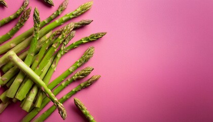 asparagus scattered on flat background with space for text top view