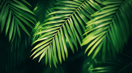 Minimalist tropical leaves pattern in bright green, bold graphic summer design
