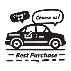 A black and white illustration of a car decoration logo.