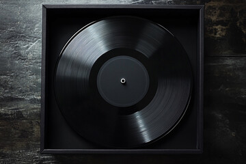 Obraz premium Vinyl record in elegant black box nostalgic music collectible