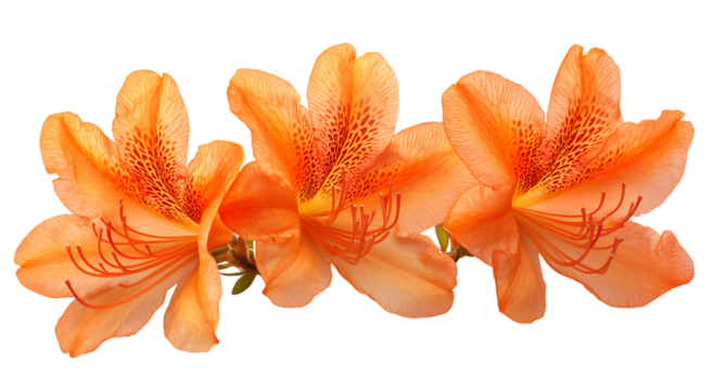 Isolated cluster of vibrant orange lily flowers with detailed petals on transparent background. 