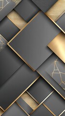 Premium Geometric Luxury Grey Gold Squares Vertical Cover Design Template