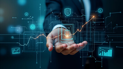 Obraz premium Advanced Financial Risk Management: Quantitative Models & Compliance Strategies to Mitigate Market Uncertainties - Stock Photo Concept