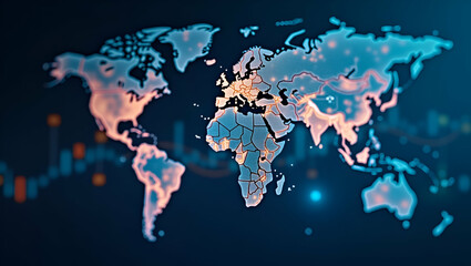 Fototapeta premium Global Economy Trends: Interactive Charts & Market Data Visuals for Strategic Business Insights | Analytical Graphics | Photo Stock Concept | Empty Space Left