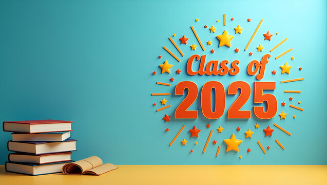 Innovative Class of 2025 Celebration Ideas: Modern Event Setups & Commemorative Visuals for Dynamic Academic Milestones - Photo Stock Concept with Creative Empty Space