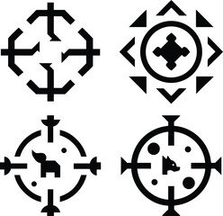 Obraz premium Four Abstract Geometric Target Icons