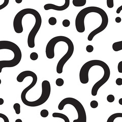 Black question mark pattern background. Answer guess  decorative abstract wallpaper. Vector illustration