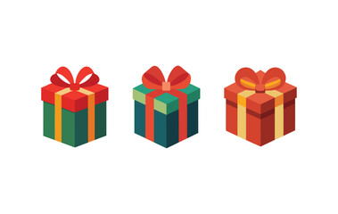Gift box vector icon set on white background, Presents for birthday or any other celebration,  illustration art.