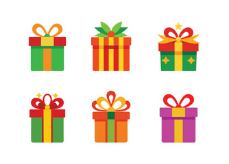 Gift box vector icon set on white background, Presents for birthday or any other celebration,  illustration art.