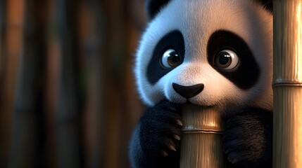 3D cartoon, panda, on a clean white background, studio photo style, clear