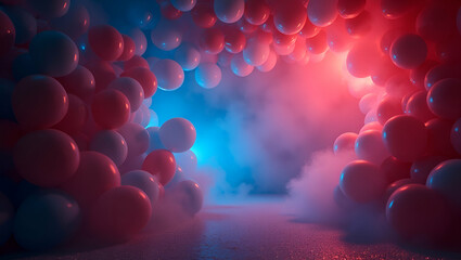 Enchanting Prom Night: Elegant Balloon Decor for a Sophisticated Ambience and Memorable Photography - Dynamic Festive Backdrop in Photo Stock Concept with Empty Space