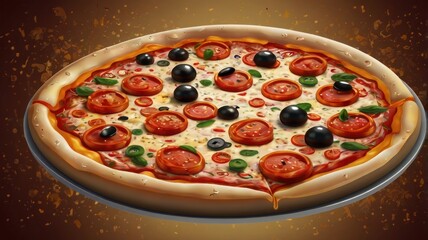 Delicious pizza on a plate, appetizing image for restaurant or food company