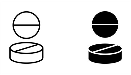 Fototapeta premium Medical pills icons set, vector illustration on white background.