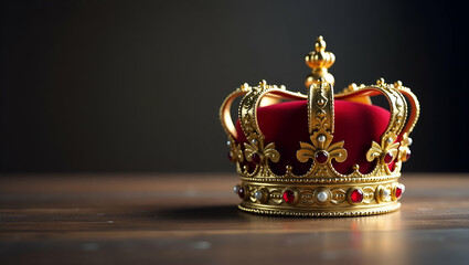 Exquisite Prom King Crown Visual: Detailed Design Symbolizing Leadership Excellence & Formal Prestige - Perfect for Stock Photo Concept with Left Space